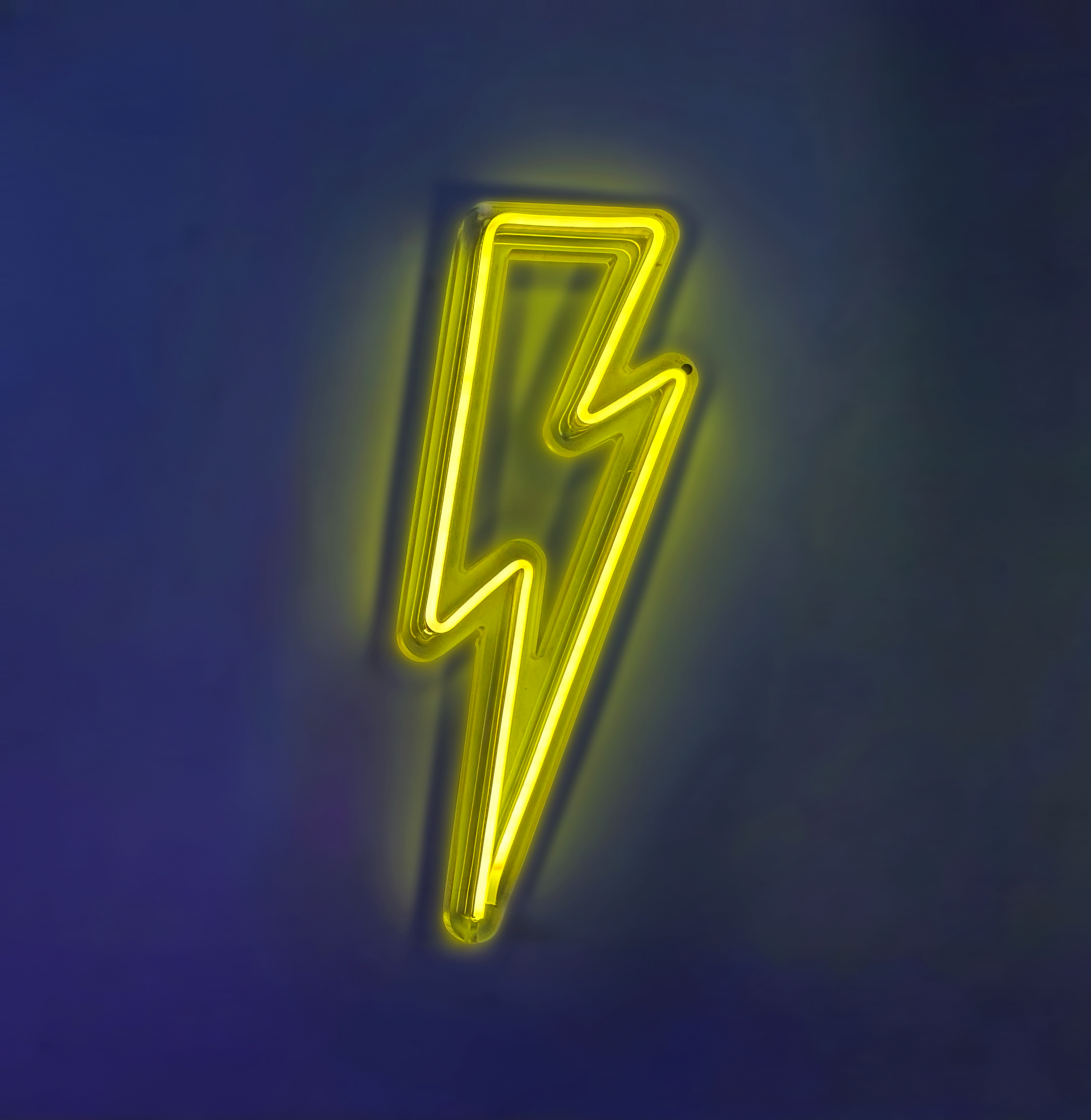 a neon sign with a lightning bolt on it