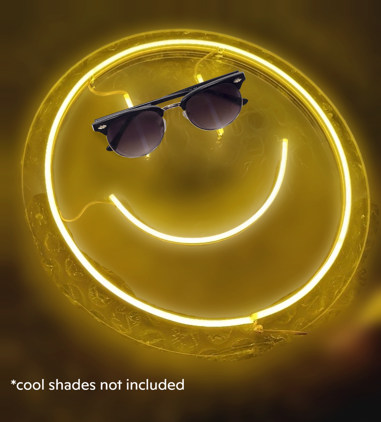 a smiley face with sunglasses on top of it