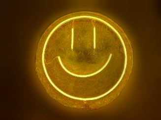 a yellow smiley face with a black background